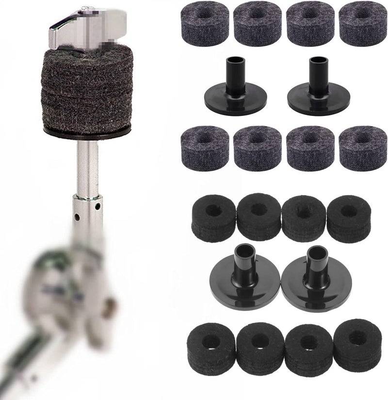 NUEAYMS 8 Pieces Cymbal Stand Felt Washer And 2 Pieces Plastic Drum Cymbal Stand Sleeves Replacement Black/Gray Cymbal Stand Sleeves - Image 3